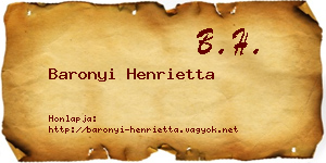 Baronyi Henrietta névjegykártya